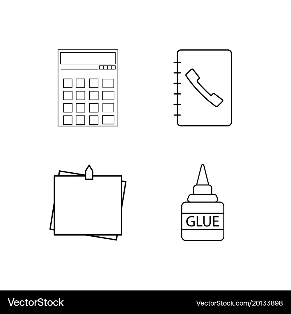 Office simple linear icon setsimple outline icons vector image
