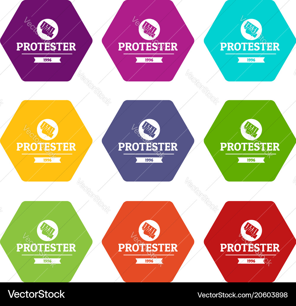 Protester leaflet icons set 9 Vector Image
