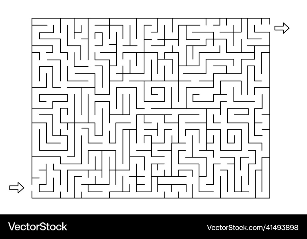 Rectangle labyrinth with entry and exit line maze Rectangle labyrinth with entry and exit line maze vector image
