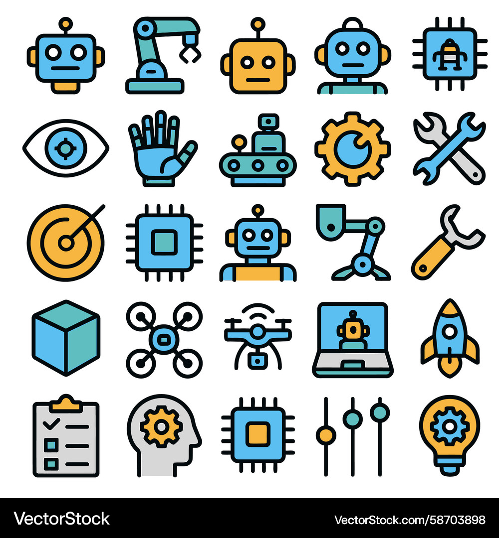 Robotics and ai icon set Vector Image