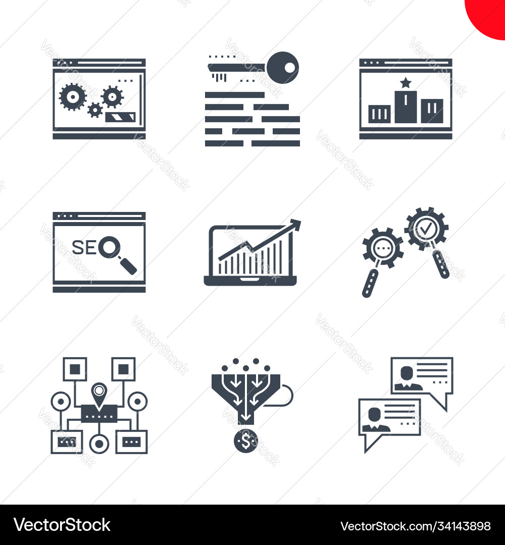 Seo and web opimization icons set Seo and web opimization icons set vector image