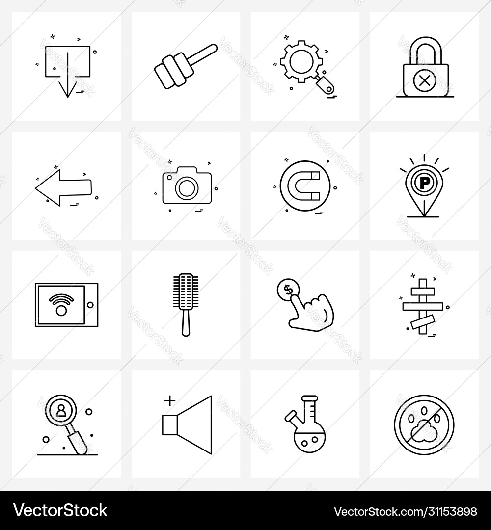 Set 16 line icon signs and symbols pointer Vector Image