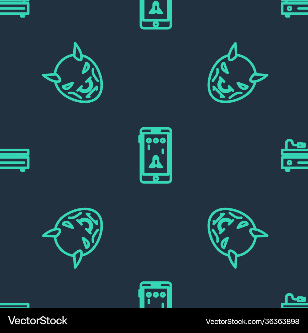 Set line mobile and playing in game mask Set line mobile and playing in game mask vector image