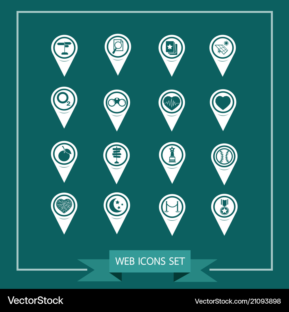 Set of map pointer icons for website Vector Image