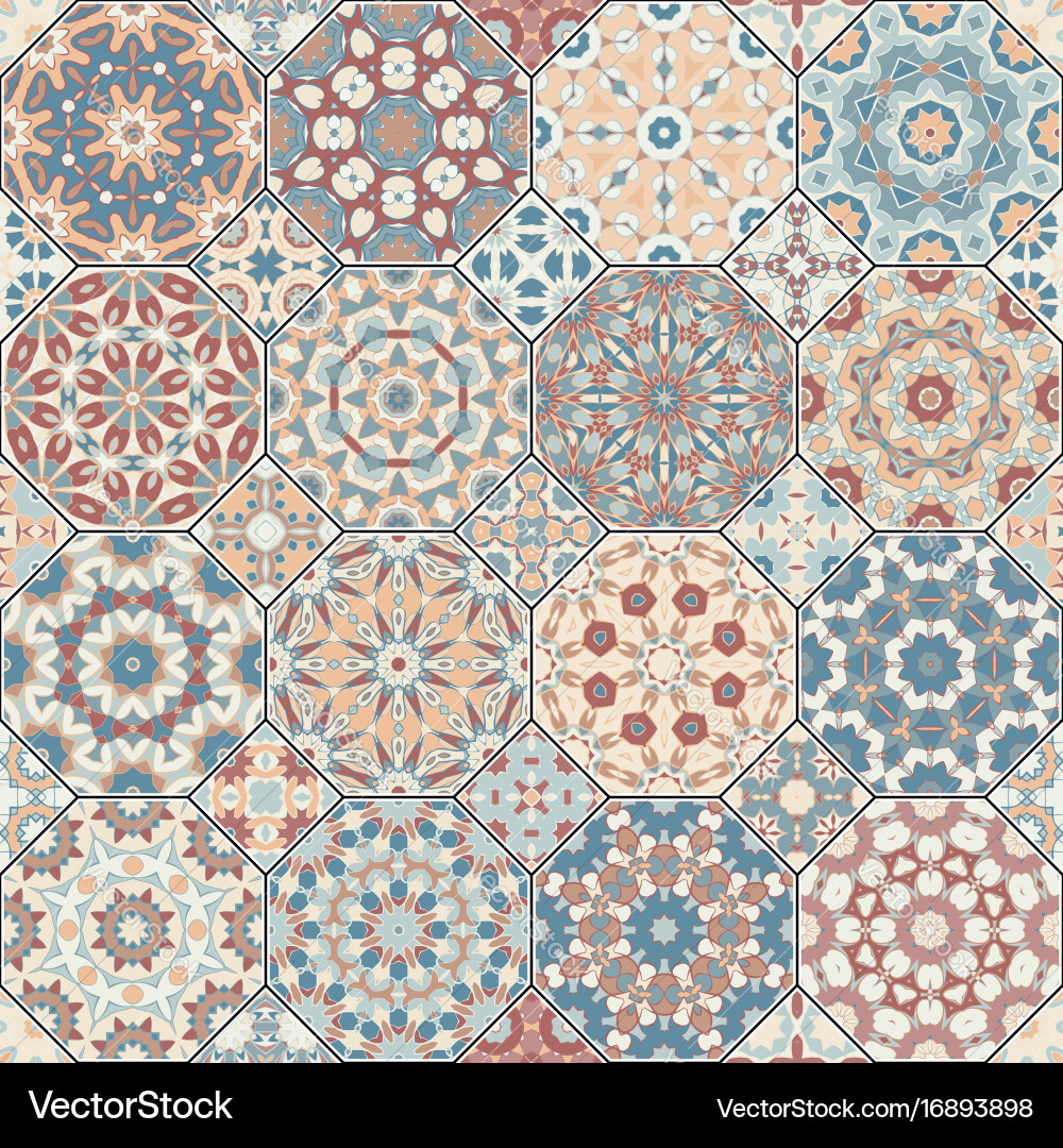 Set of octagonal and square patterns Vector Image