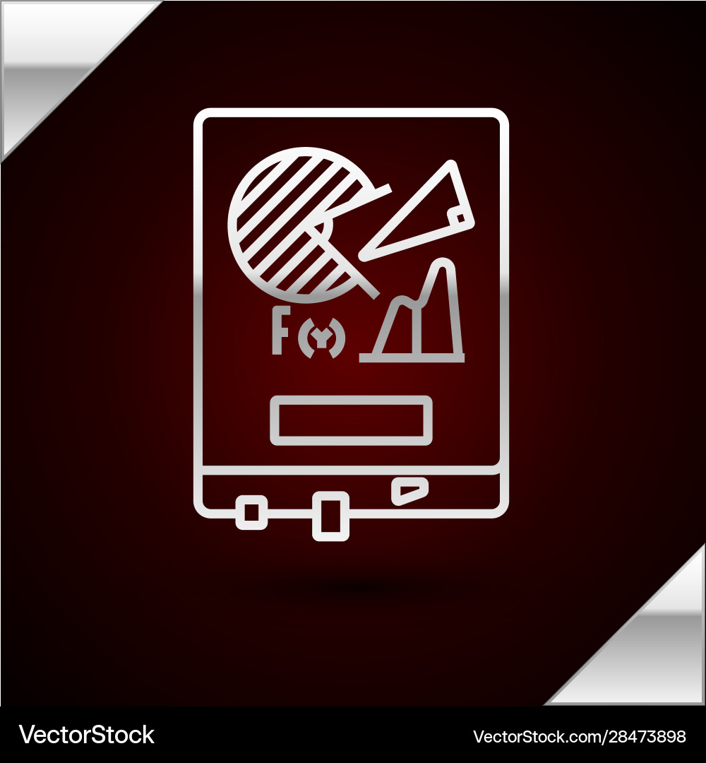 Silver line board with graph chart icon isolated Silver line board with graph chart icon isolated vector image