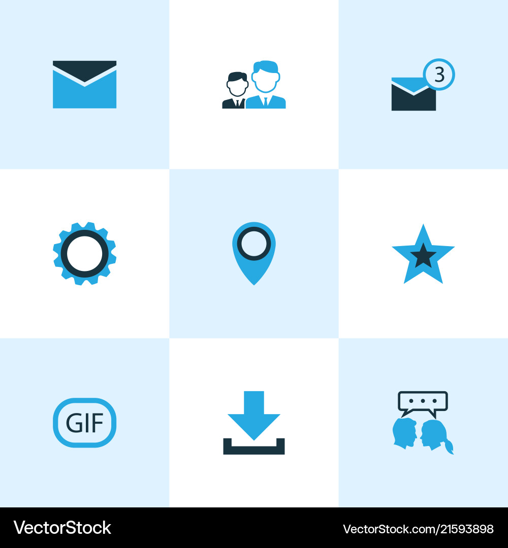 Soziale Icons farbiges Set mit Stern-Punkt-Getriebe Soziale Icons farbiges Set mit Stern-Punkt-Getriebe vektorbild