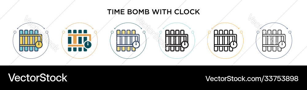 Time bomb with clock icon in filled thin line Time bomb with clock icon in filled thin line vector image