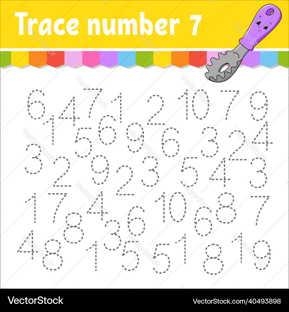 Trace number handwriting practice learning Trace number handwriting practice learning Vector Image