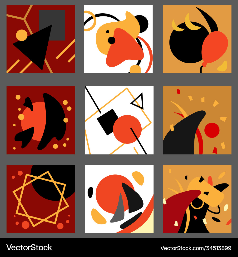 Abstract geometric pattern set on grey backdrop Vector Image