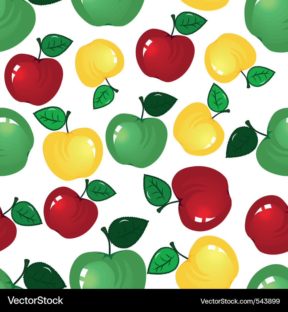 Apple Seamless Pattern - Fruit Background Vector Image