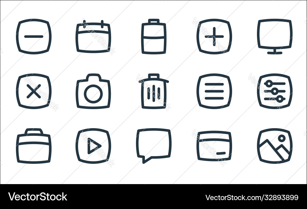 Basic ui line icons linear set quality Basic ui line icons linear set quality vector image