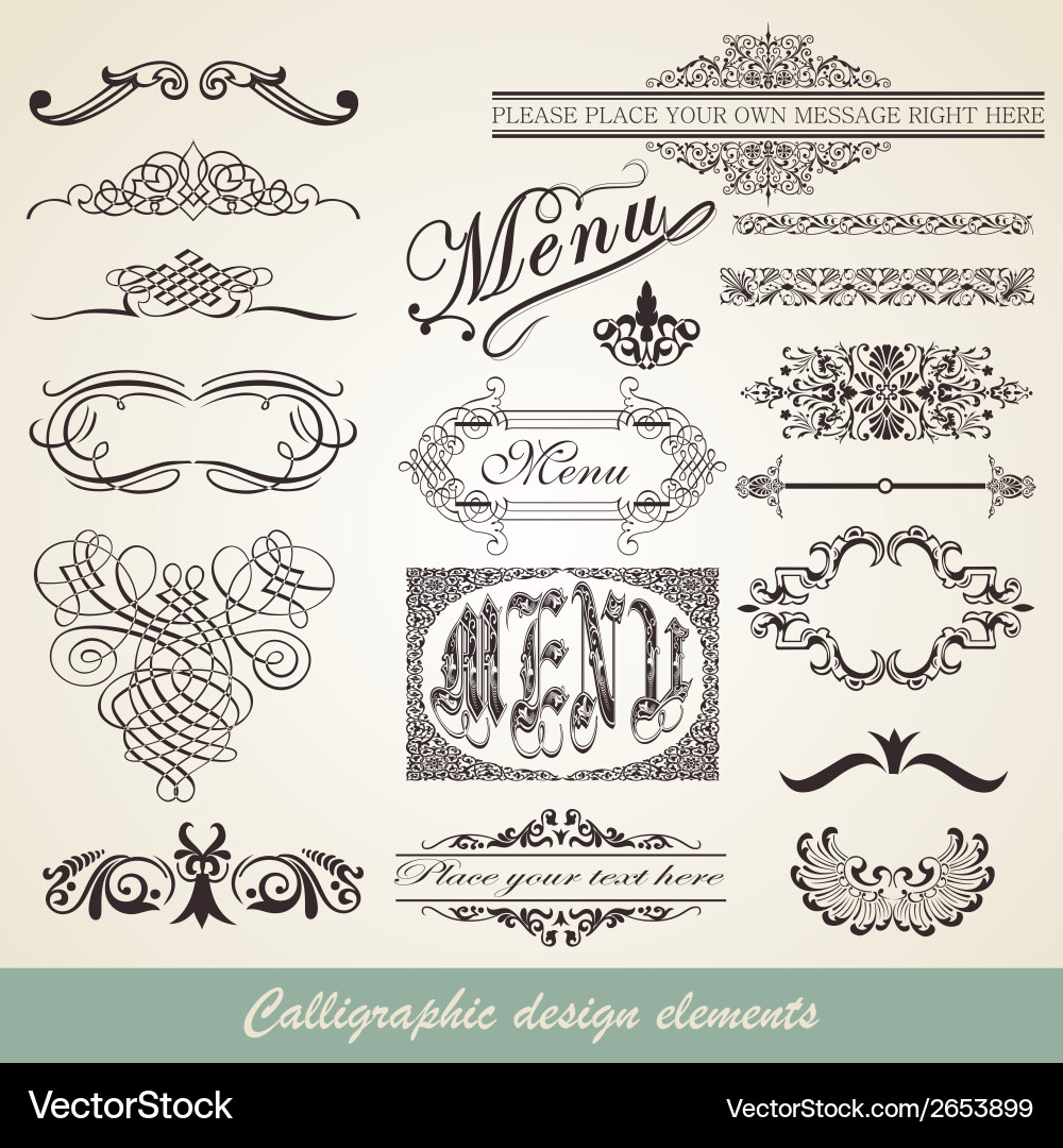 Calligraphic Menu Elements vector image