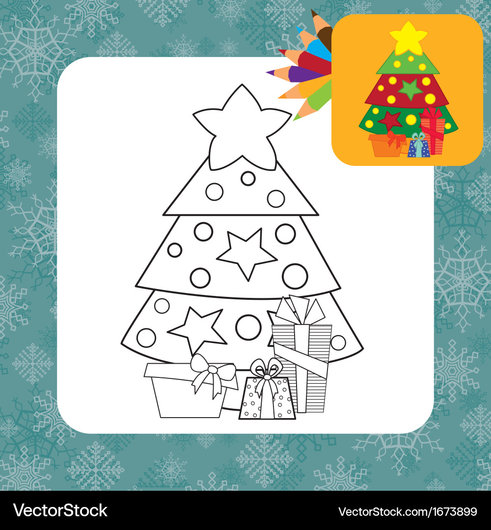  Foto zu Weihnachtsbaum Malvorlage Lizenzfreies Vektorbild 