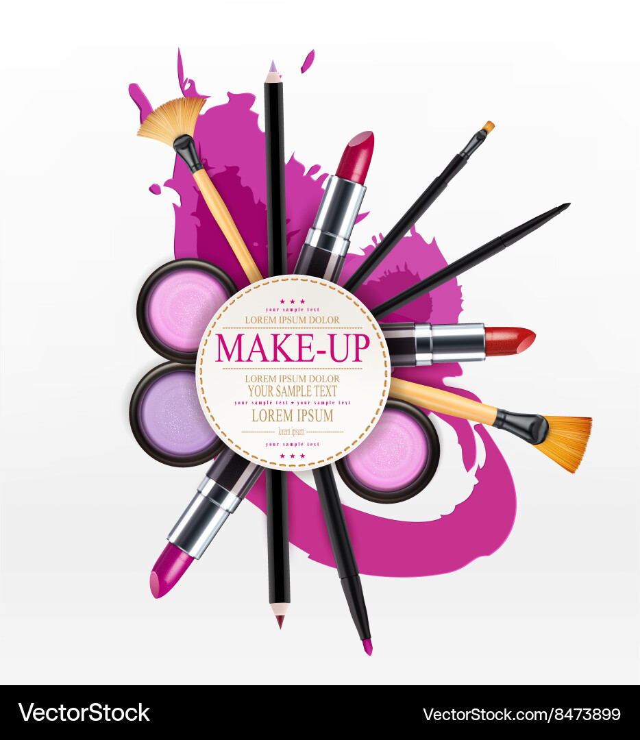 Cosmetics Background with Makeup Objects Vector Image