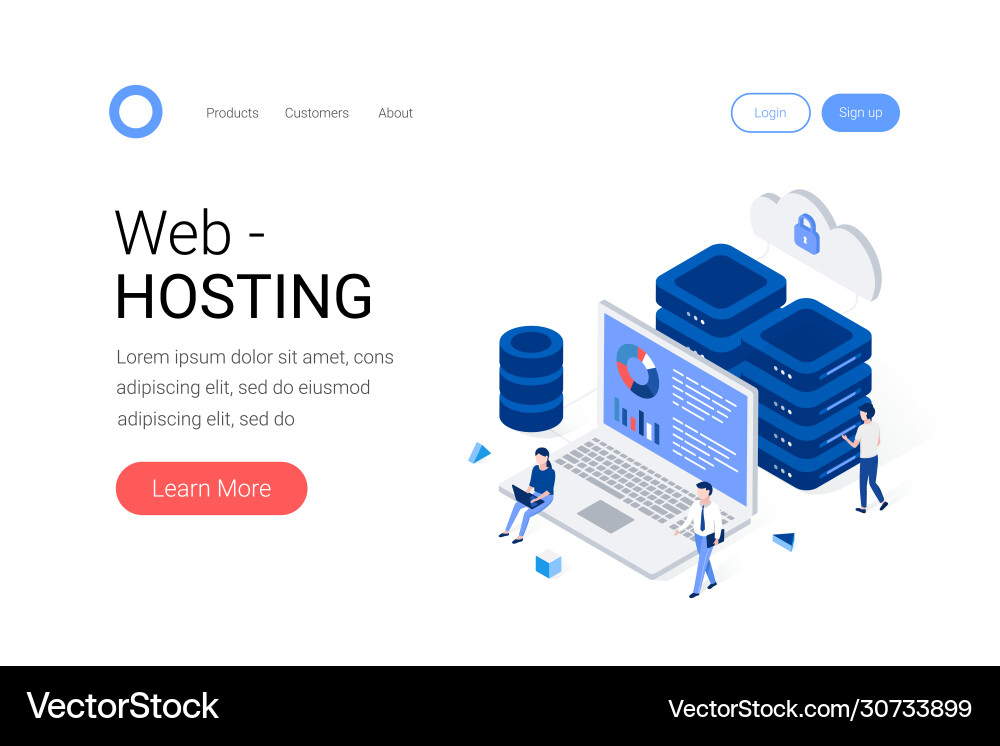 Data center and web hosting isometric concept vector image