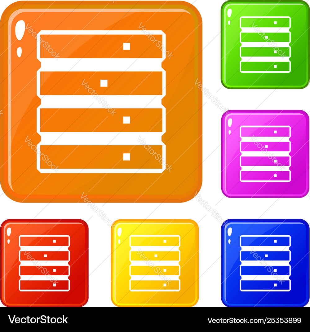 Database icons set color Database icons set color Vector Image