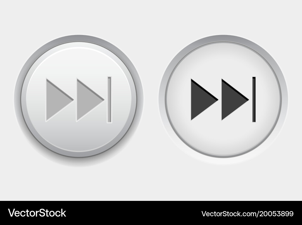 Fast forward round white interface buttons normal vector image