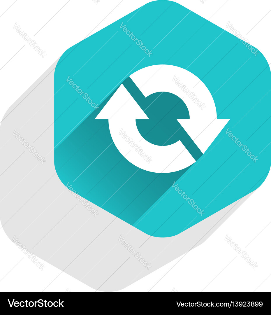 Flat arrow sign refresh icon hexagon button Flat arrow sign refresh icon hexagon button vector image