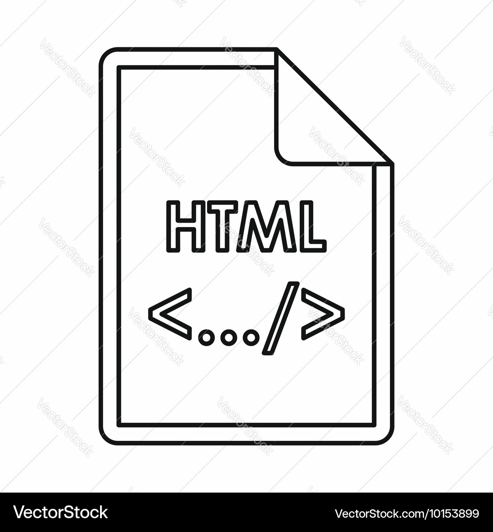 Html file extension icon outline style vector image