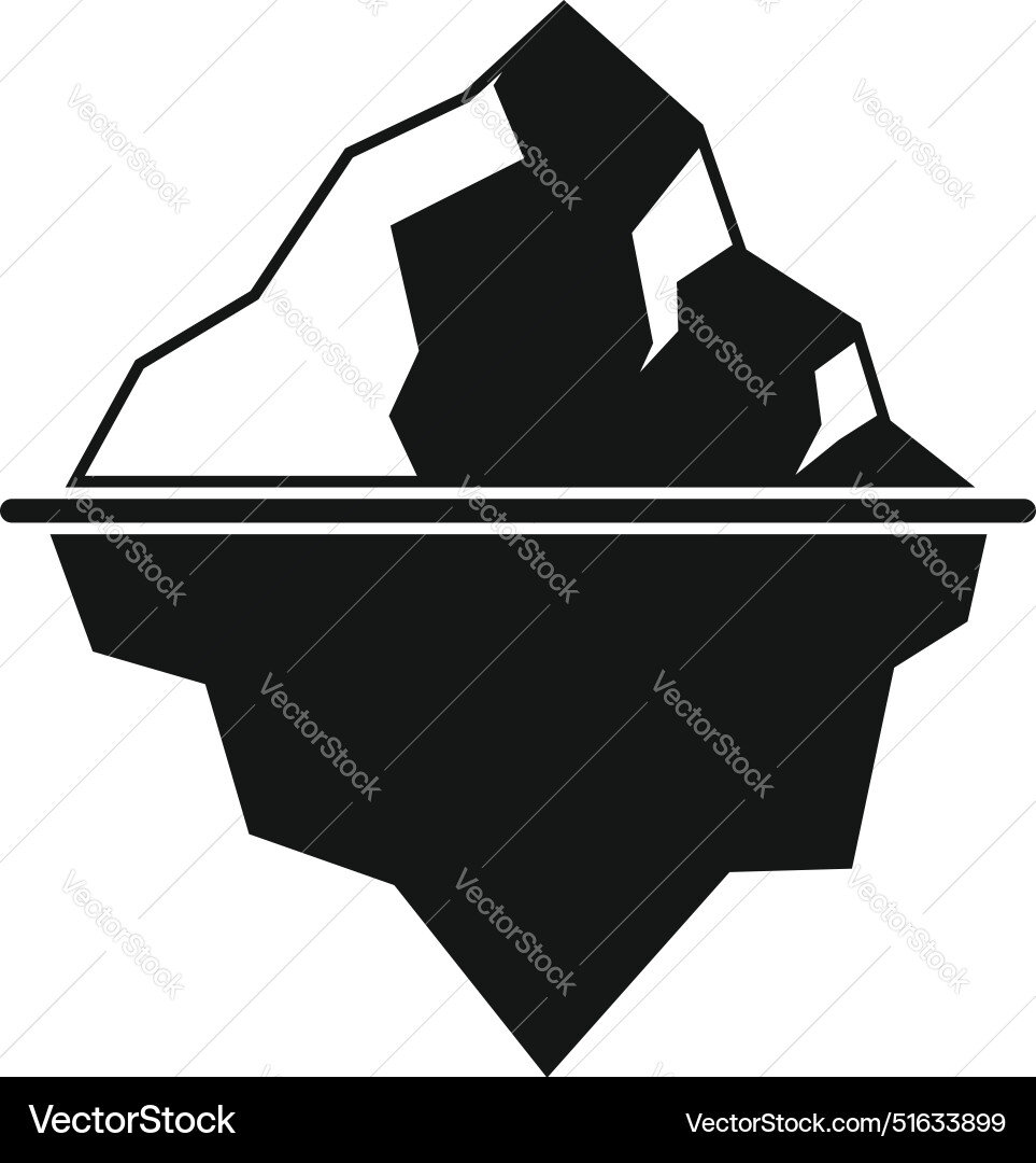 Large iceberg floating with underwater block icon Large iceberg floating with underwater block icon vector image