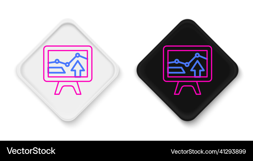 Line computer monitor with graph chart icon vector image