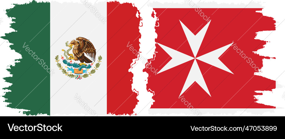 Malta and mexico grunge flags connection Malta and mexico grunge flags connection vector image