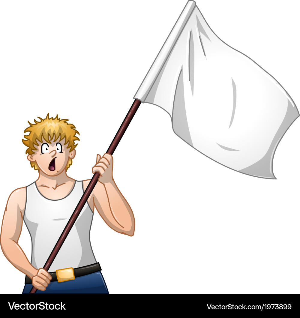 Man Surrendering with White Flag Vector Image