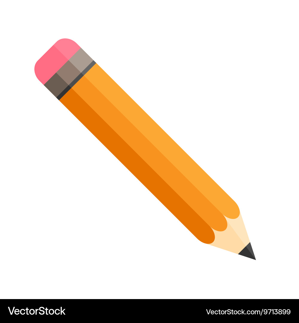 Pencil with eraser isolated flat design Royalty Free Vector