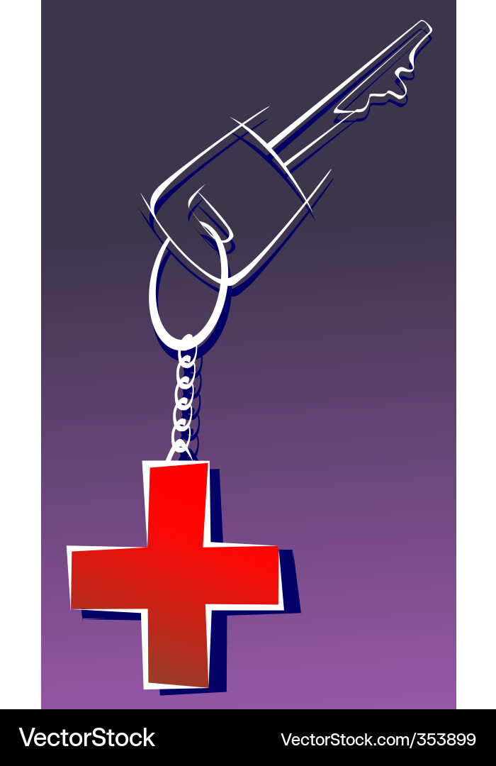 Red cross key Vector Image