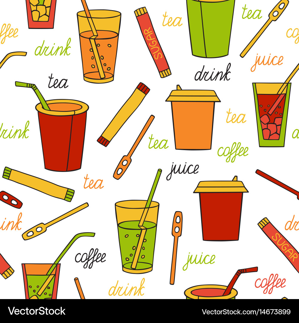 Seamless pattern with drinks Vector Image