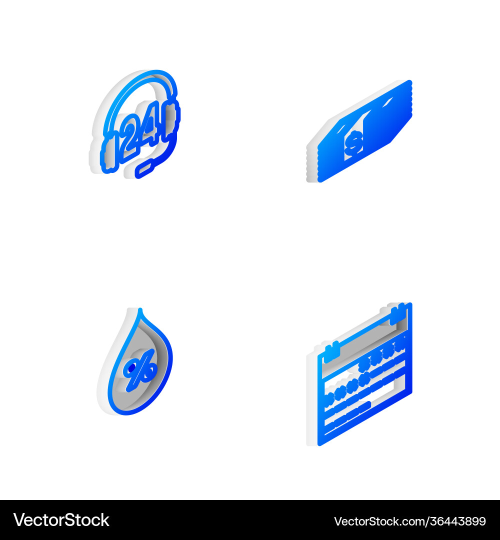 Set isometric line paper money dollars cash Set isometric line paper money dollars cash vector image