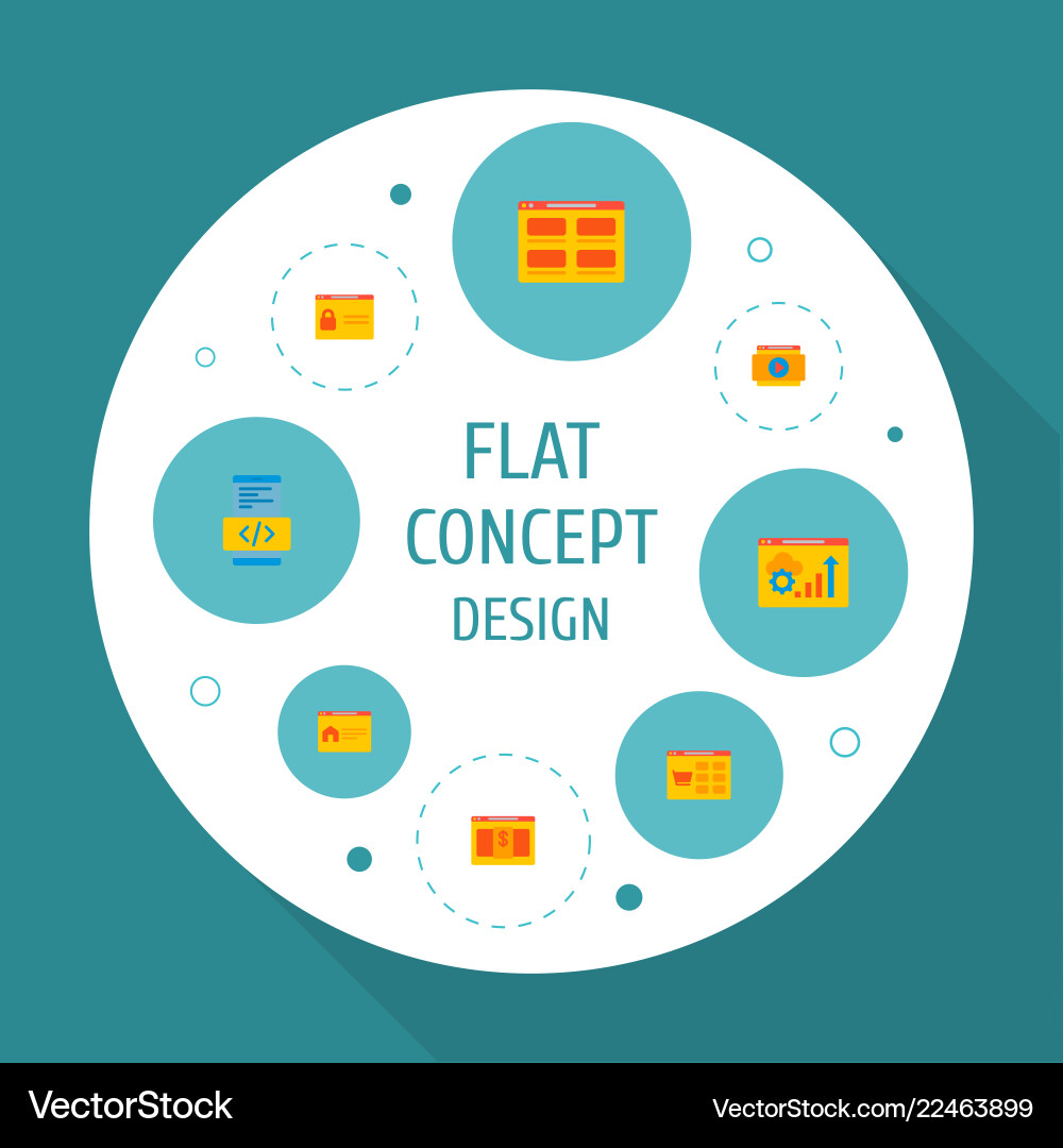 Set of website development icons flat style Vector Image