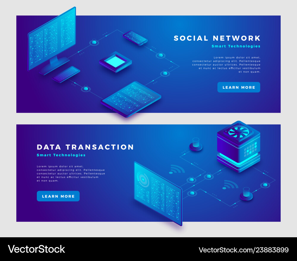 Social network and transaction concept banner Social network and transaction concept banner vector image