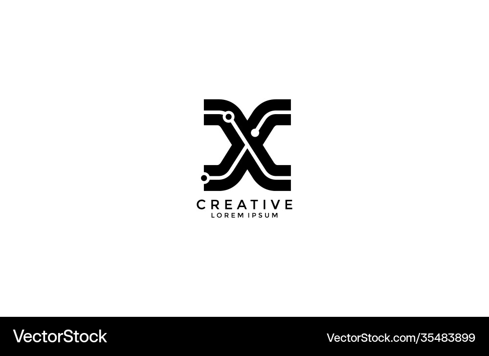 Tech X Logo - Abstract Connection Vector Image