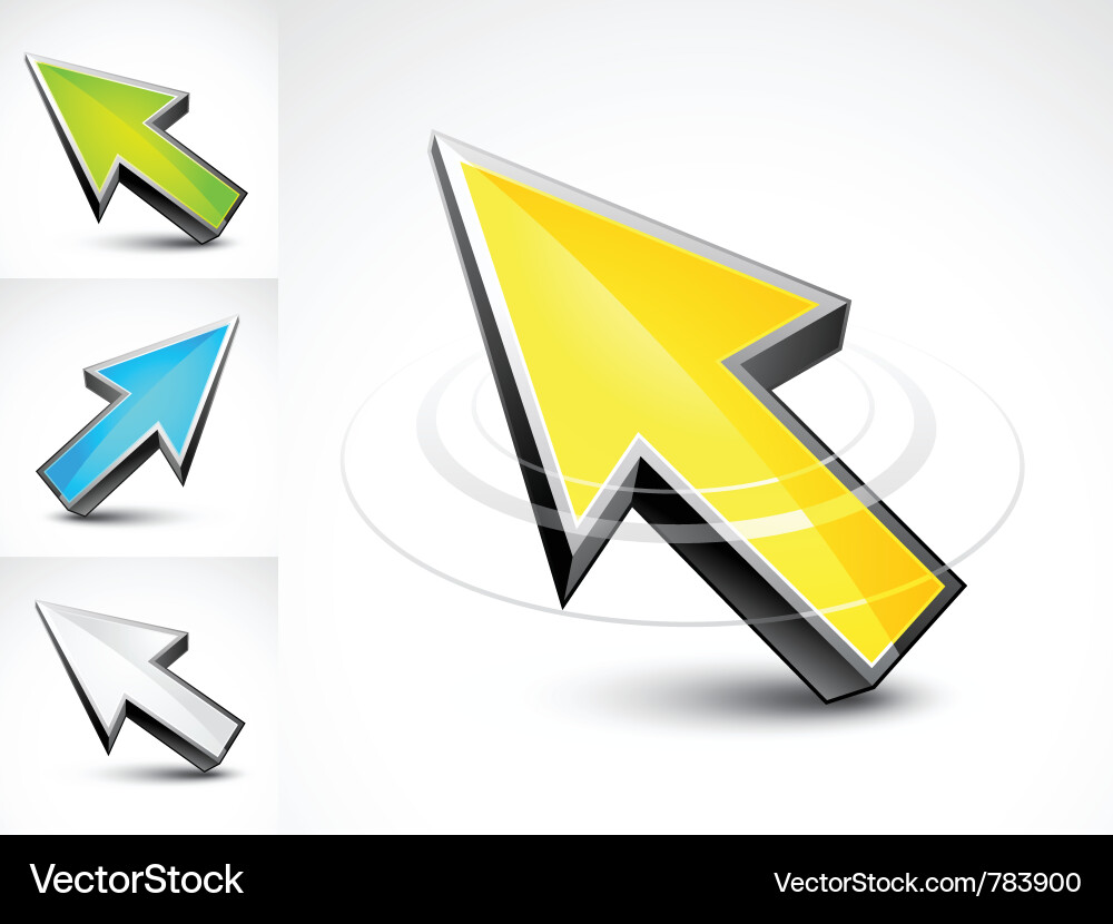 3D Colored Pointer Arrows vector image