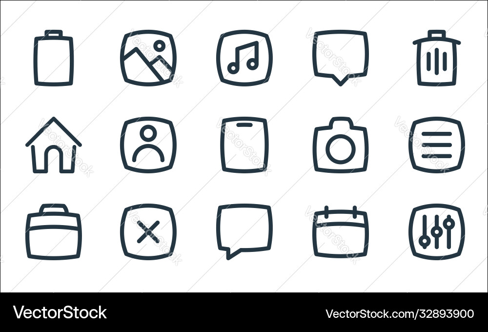 Basic ui line icons linear set quality Basic ui line icons linear set quality vector image