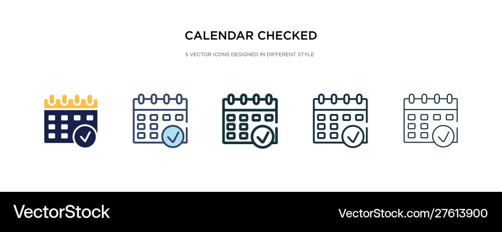 Calendar checked icon in different style two vector image