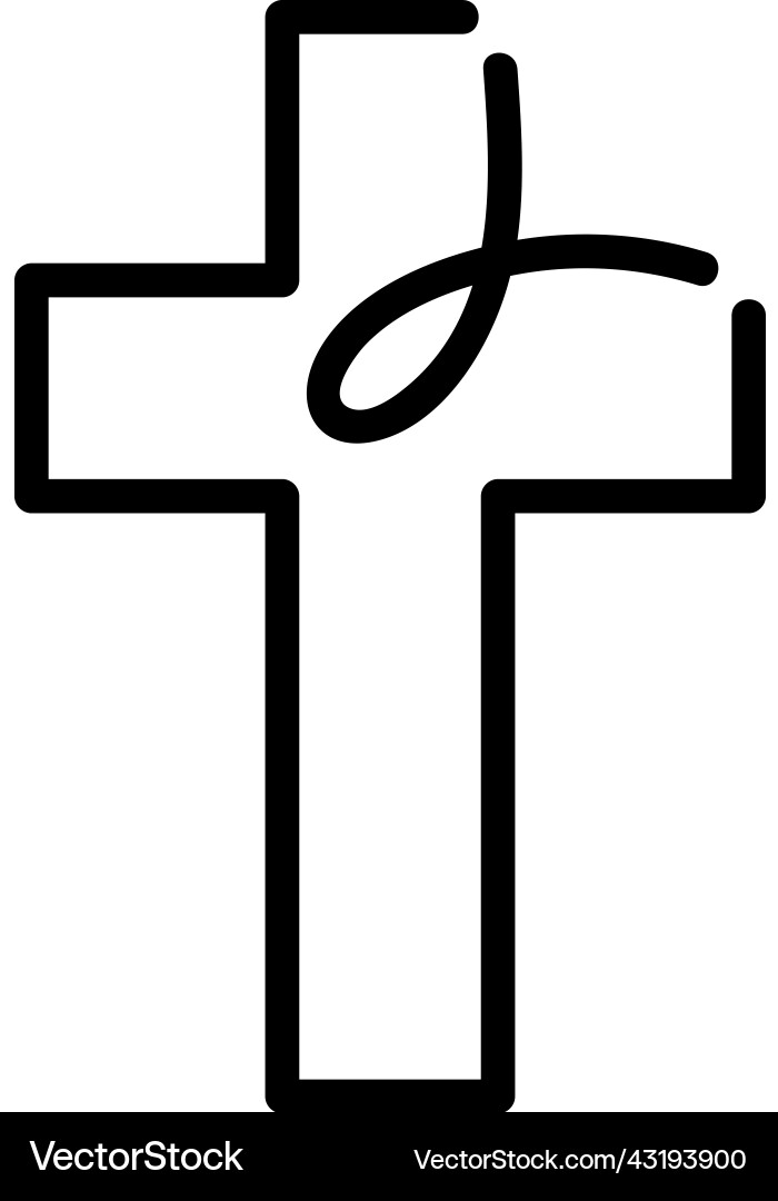 Christian fish symbol with cross icon Christian fish symbol with cross icon vector image