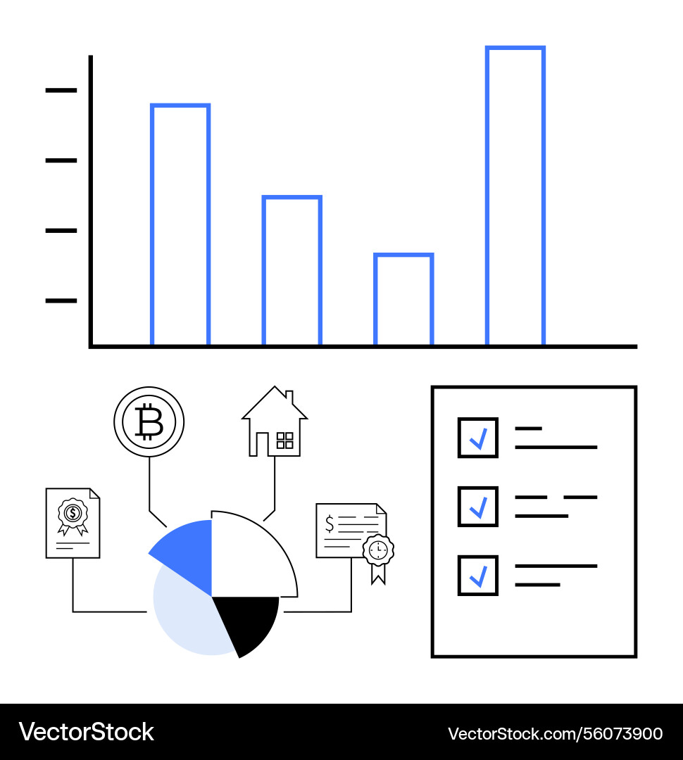 Data visualization with bar graph pie chart Vector Image