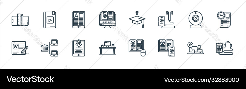 Elearning line icons linear set quality Elearning line icons linear set quality vector image