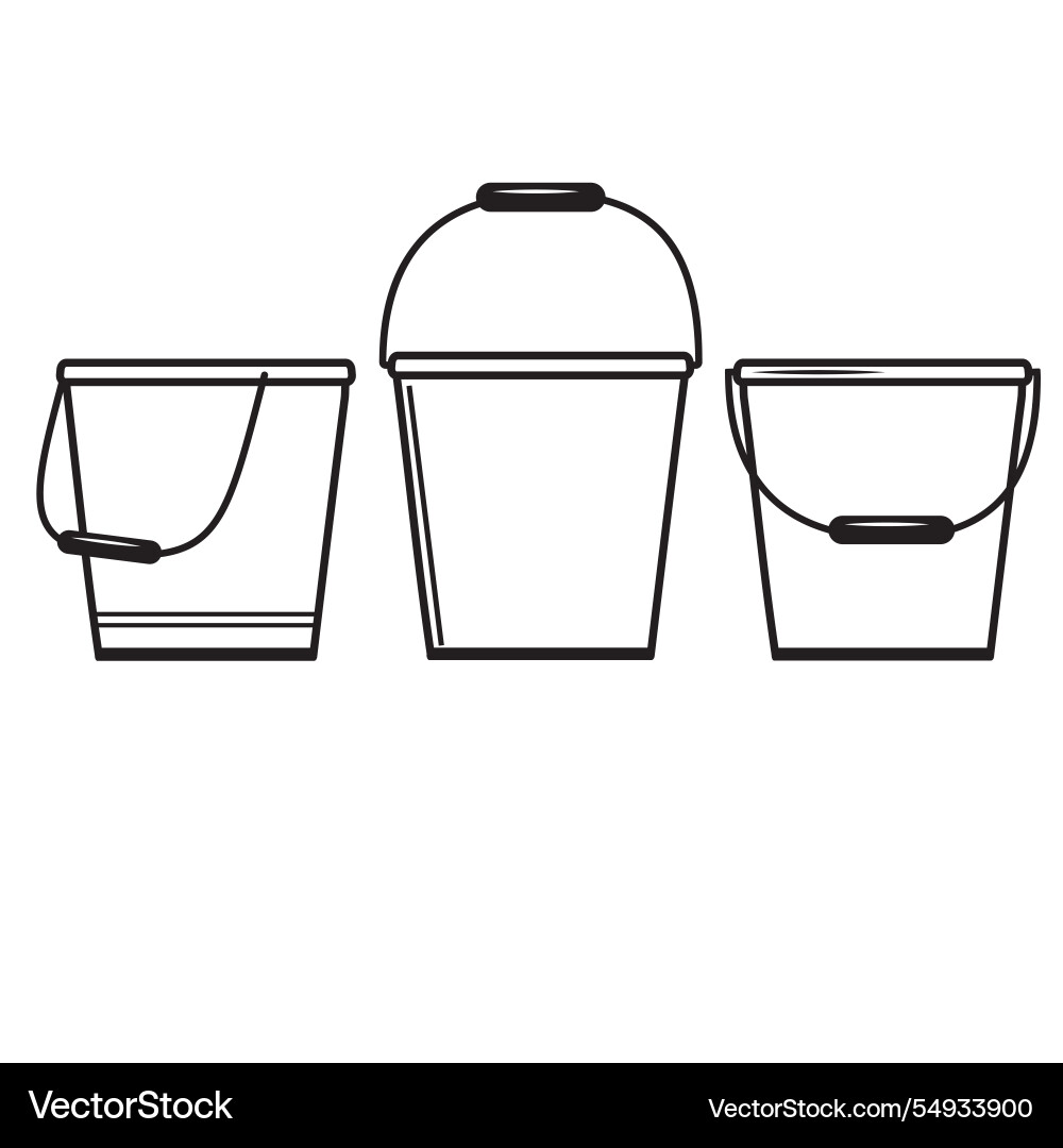 Empty buckets with handles contour isolated Empty buckets with handles contour isolated vector image