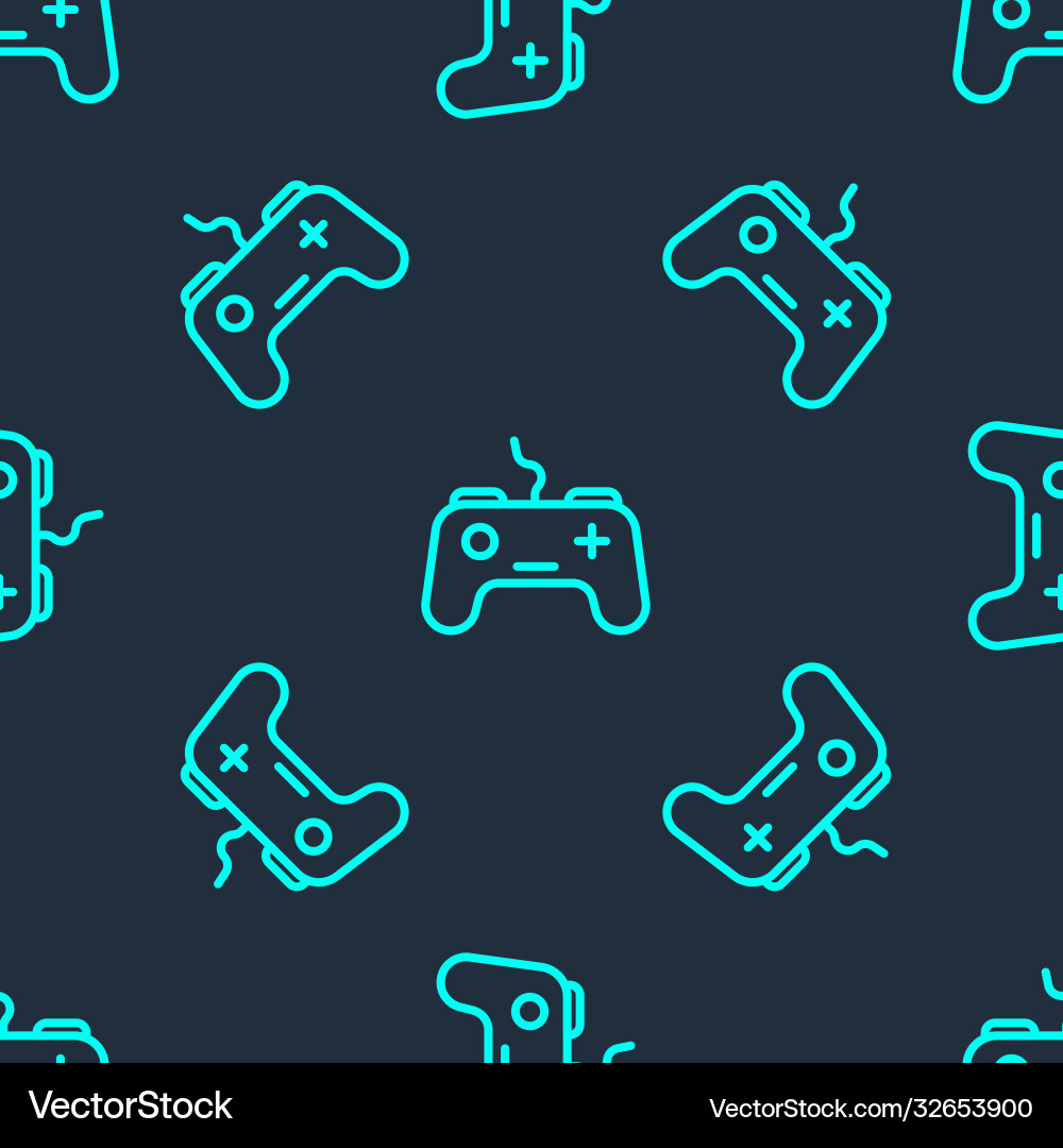 Green line gamepad icon isolated seamless pattern Green line gamepad icon isolated seamless pattern Vector Image