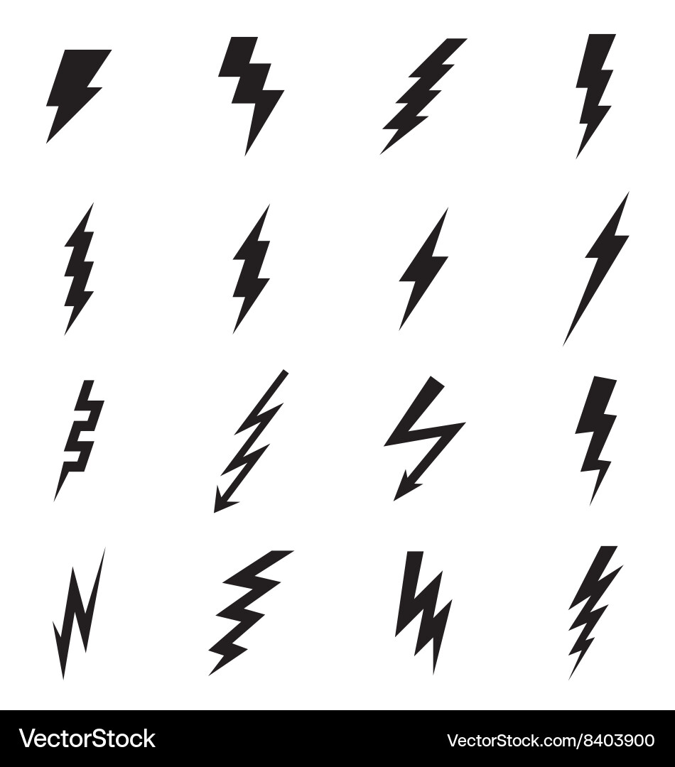 Lightning Bolt Icons Set Royalty Free Vector Image