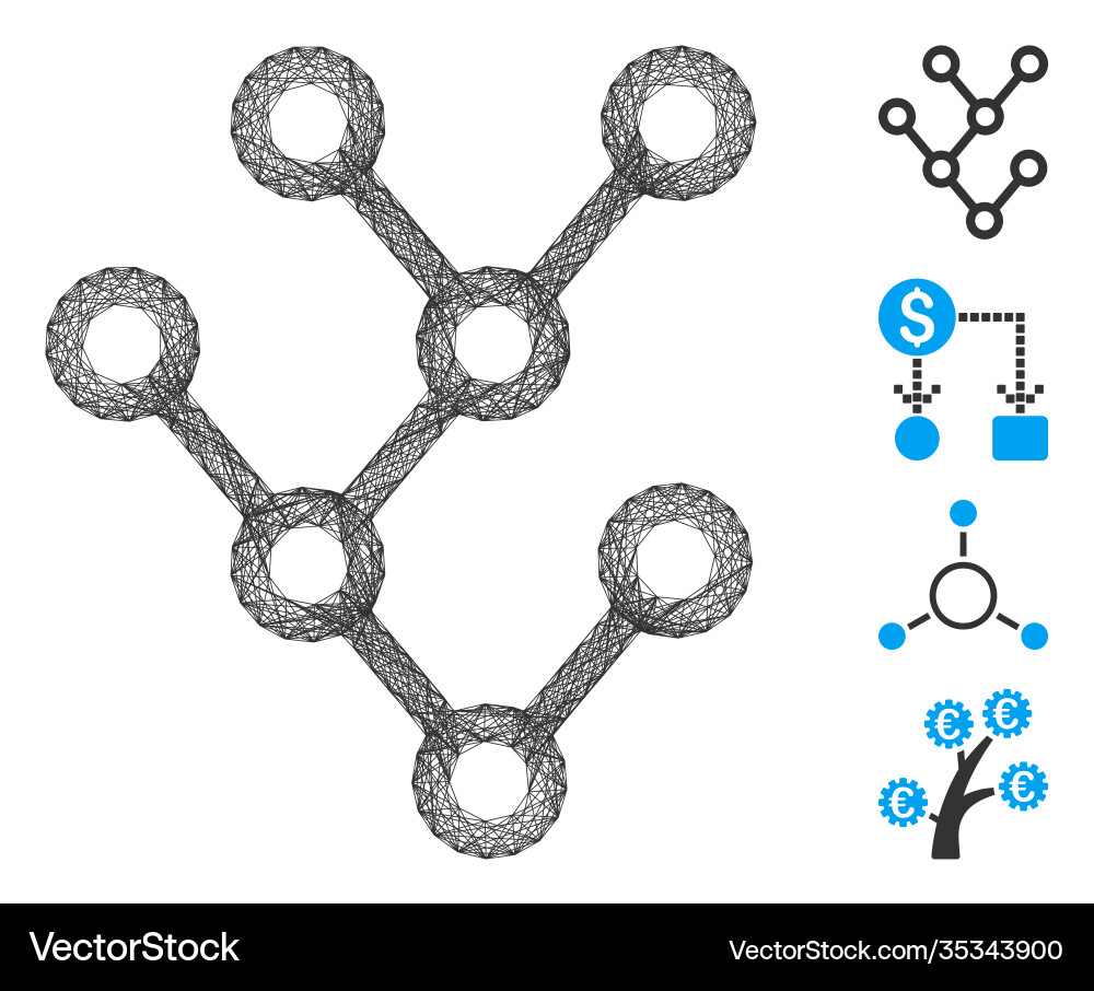 Linear binary tree mesh Linear binary tree mesh vector image