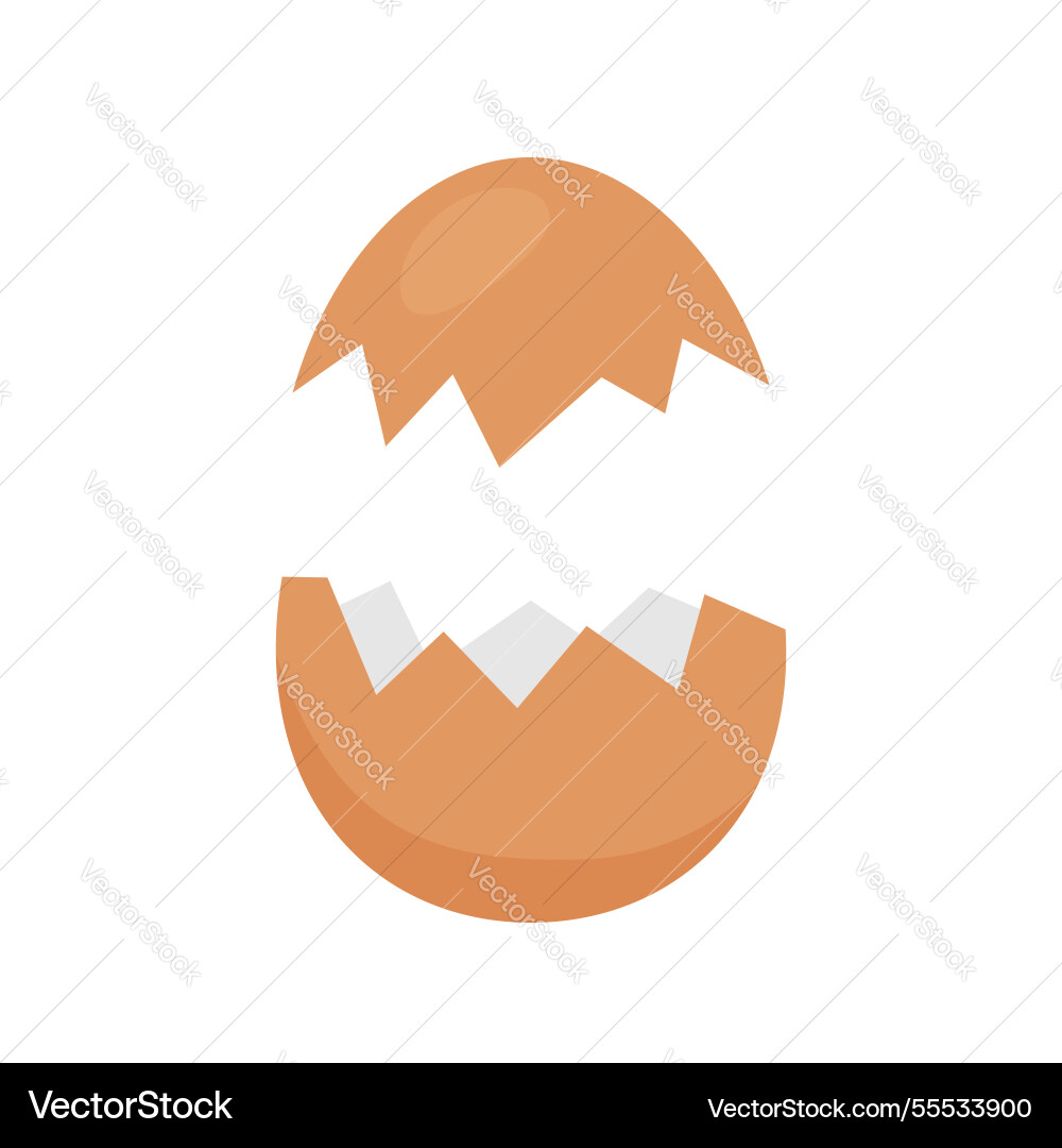 Opened egg with broken shell isolated on white Opened egg with broken shell isolated on white vector image