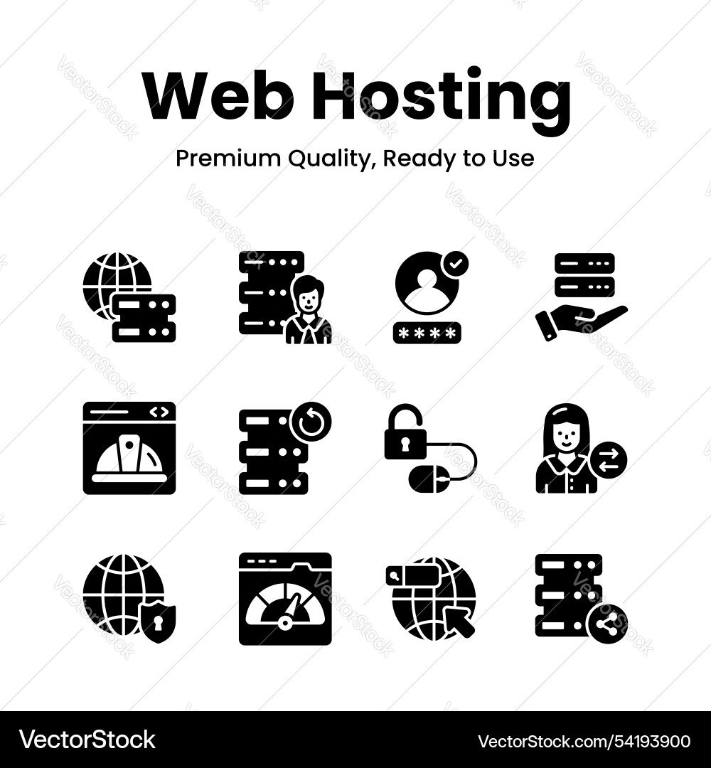 Pack of web hosting icons in modern design Pack of web hosting icons in modern design vector image