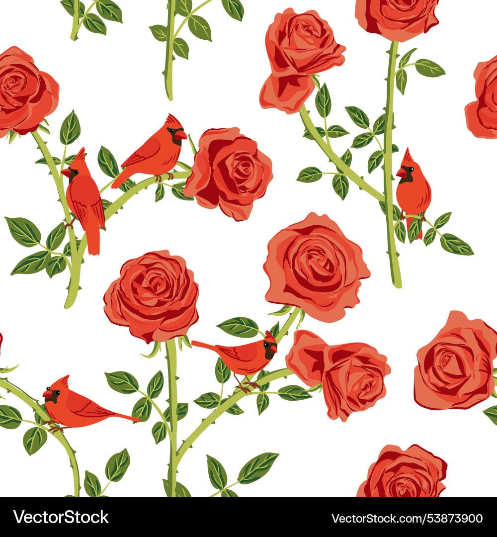 Pattern with flowers of roses and birds Pattern with flowers of roses and birds Vector Image