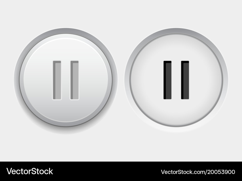 Pause round white interface buttons normal vector image