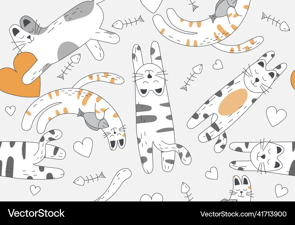 Seamless pattern with different funny cats Seamless pattern with different funny cats Vector Image